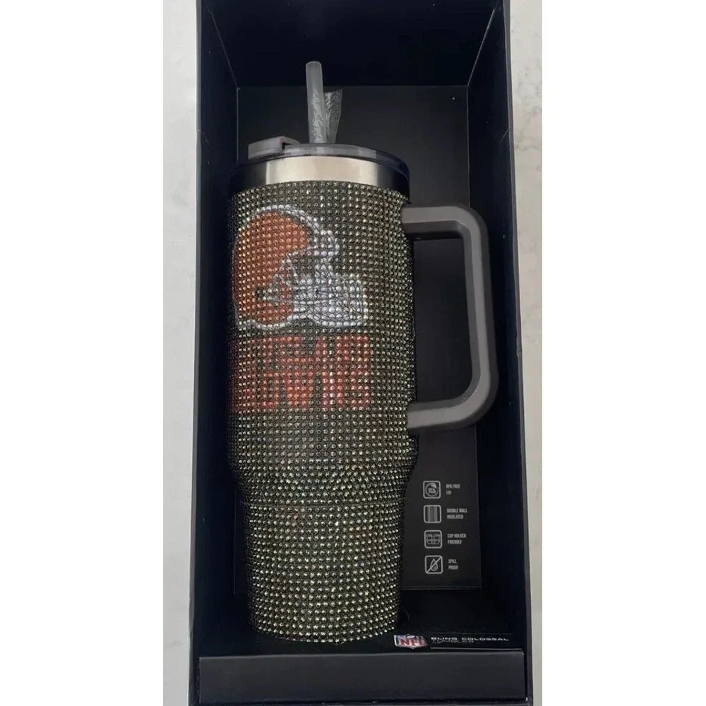 Cleveland Browns Bling Colossal 40oz Stainless Steel Tumbler Limited Edition NIB